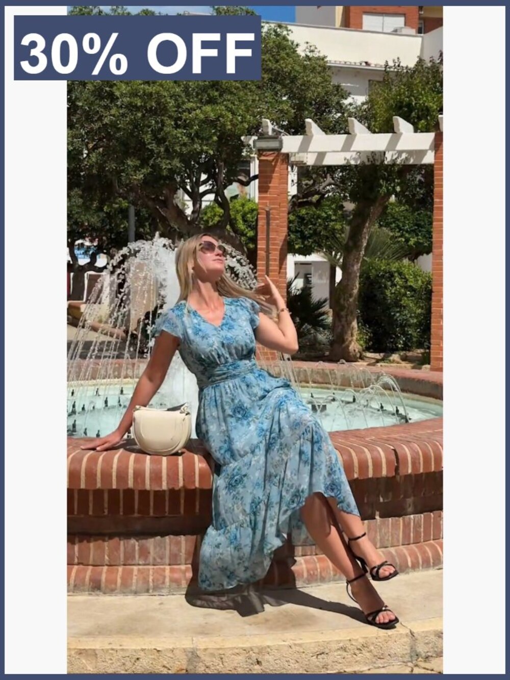 Semi Formal Maxi Dress with Pockets Floral V-Neck Ruffle Sleeve Flowy - Picture 7 of 7